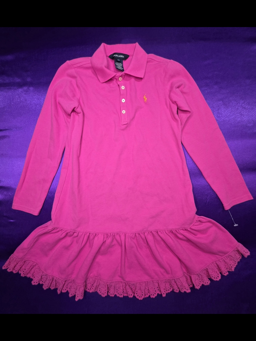 Polo by Ralph Lauren Girls' Bright Pink Long-Sleeve Polo Dress